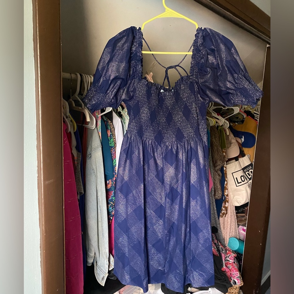 The Athena Nap Dress - Hill House - Navy Glitter Check - Navy Glitter Check / L - Picture 3 of 9